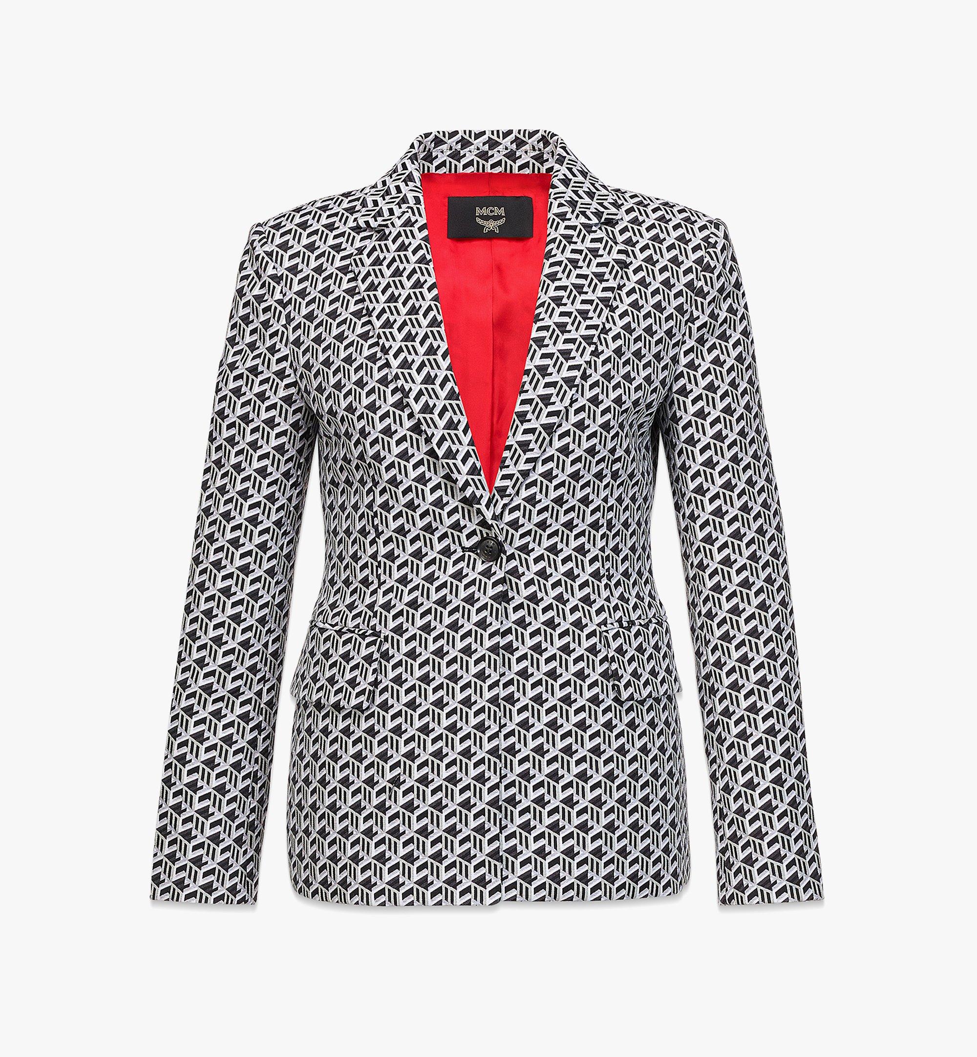 Women’s Cubic Monogram Jacquard Wool Blazer 1